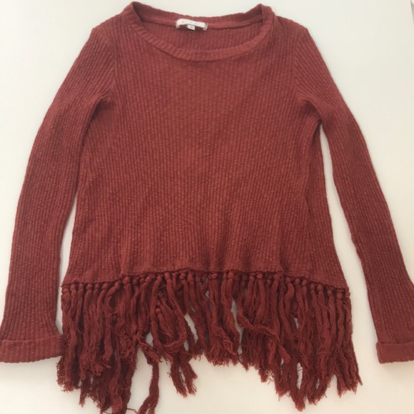 Anthro Orange Fringe Sweater - Picture 2 of 6